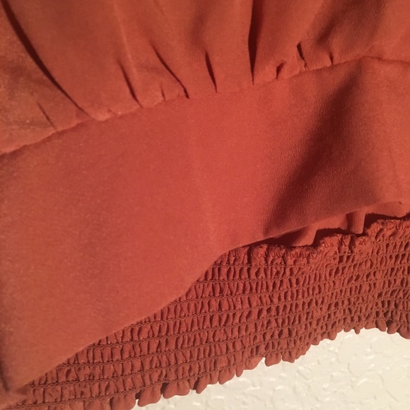 Burnt Orange silky faux wrap blouse - Size Small - Picture 4 of 6